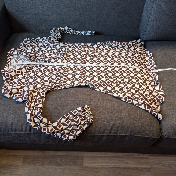 Reformation Will Mini Dress | Brown & Cream Geometric | 60s Style - Picture 8 of 11